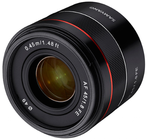 Samyang 45mm F1.8 AF Lens Sony FE E-Mount Fitting (Promo)