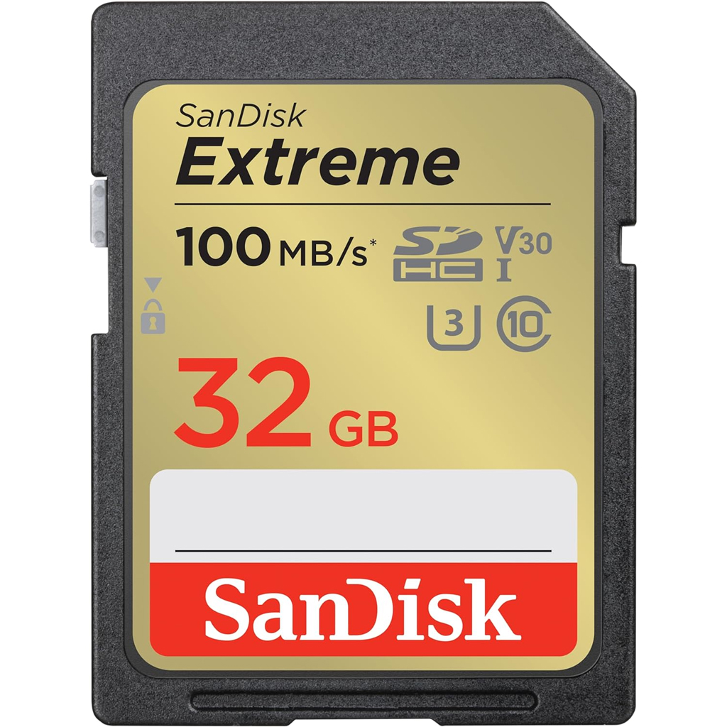 Sandisk 32GB Extreme V30 SDHC Memory Card (100MB|s)