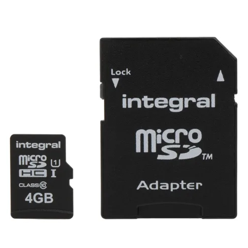Integral 4GB MicroSDHC Memory Card (20MB|sec) + SD Adapter